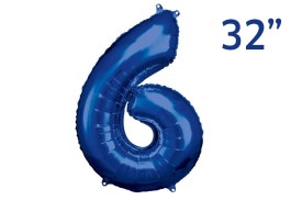 Globo metalizado azul numero 6